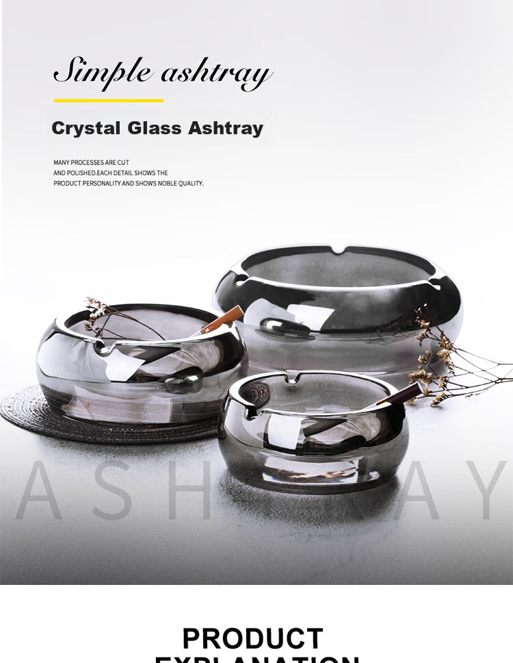 Gongxun Metal Stainless Steel Ashtray for Home Living Room Creative Coffee Table Decorative Ornament, Matte Black 8cm 1
