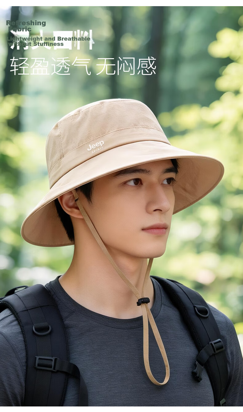 JEEP SPIRIT Women's Sunshade Bucket Hat Summer UV Protection Outdoor Hiking Sun Hat Men YF2501 Navy Blue 9