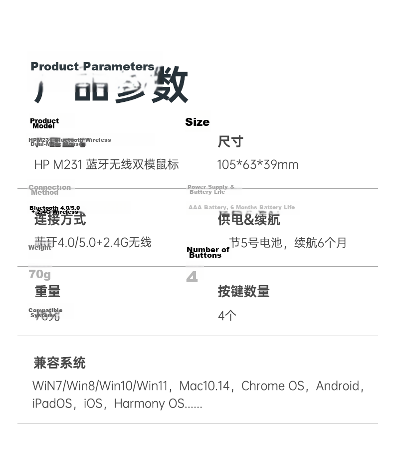 HP M251SE Wireless Quiet Mouse Compact and Portable Elegant And Stylish for Office And Home Use Suitable for Laptops And Desktop Computers Unisex Mouse Design Guan Ye Nai Cha Color 24
