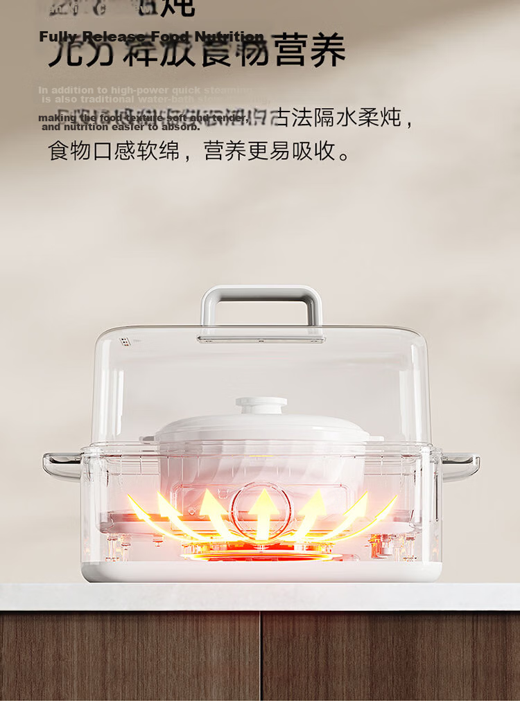 Mijia Xiaomi Smart Multifunctional Electric Steamer Cooker Egg Boiler Household Multi-Purpose All-in-One Machine Steamed Fish Buns Grains Food-Grade Material Double-Layer Large Capacity 12L 15