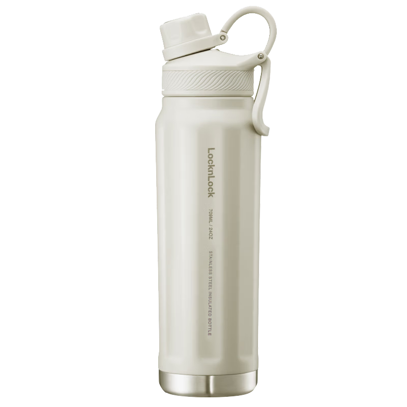 LOCK&LOCK Exploration Insulated Sports Bottle Portable Large Capacity Water Bottle 709ML White LHC3251IVY