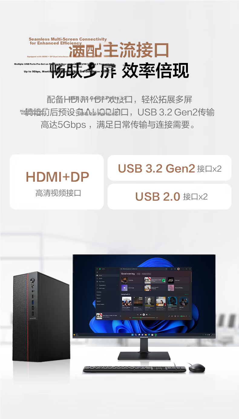 Yineng Lenovo Ecosystem Business Office Desktop Computer 15L Tower (14th Gen i5-14500HX, 16GB RAM, 512GB SSD, WIFI) National Subsidy Shangyu Series 7