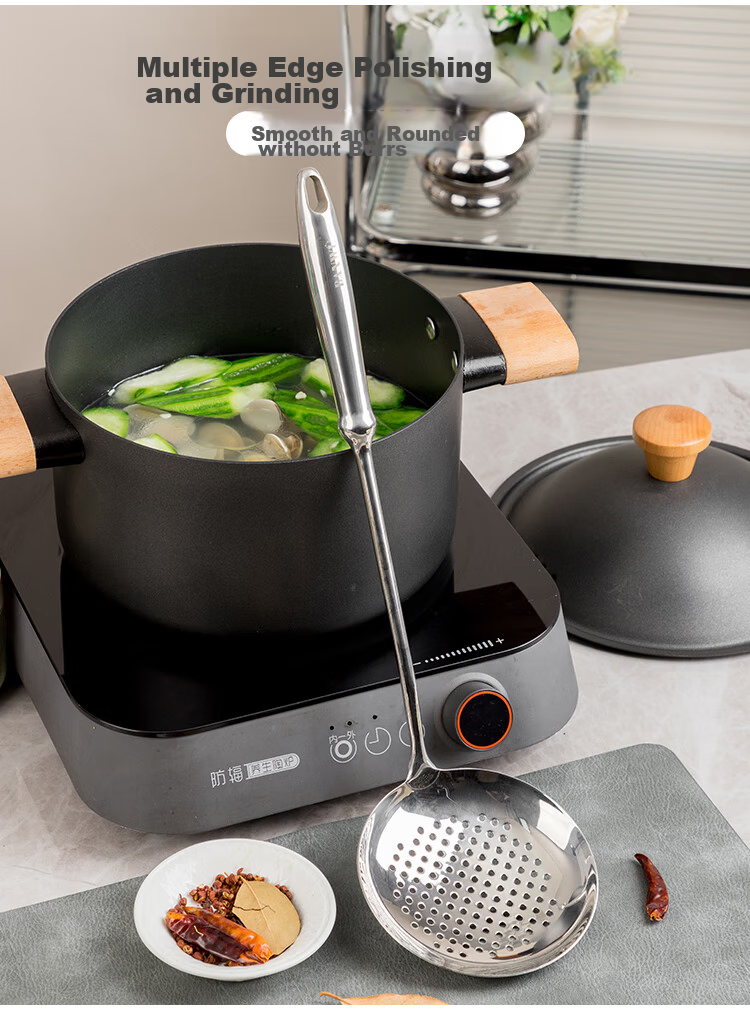 Banwu Life 316 Stainless Steel Mushroom Shovel Food Grade Mushroom Spatula Household Stir Fry Spoon High-end Iron Wok Spatula 22