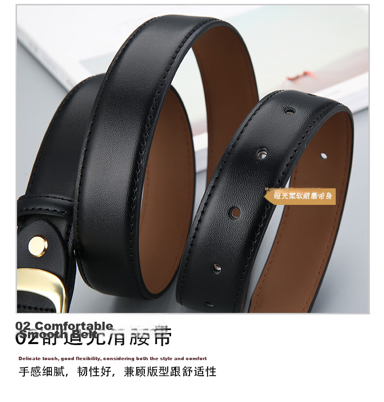 CARTELO Women's Leather Belt, Korean-Style Decorative Casual Cowhide Belt, Simple Versatile Pin Buckle Trouser Belt, Girlfriend Gift 11