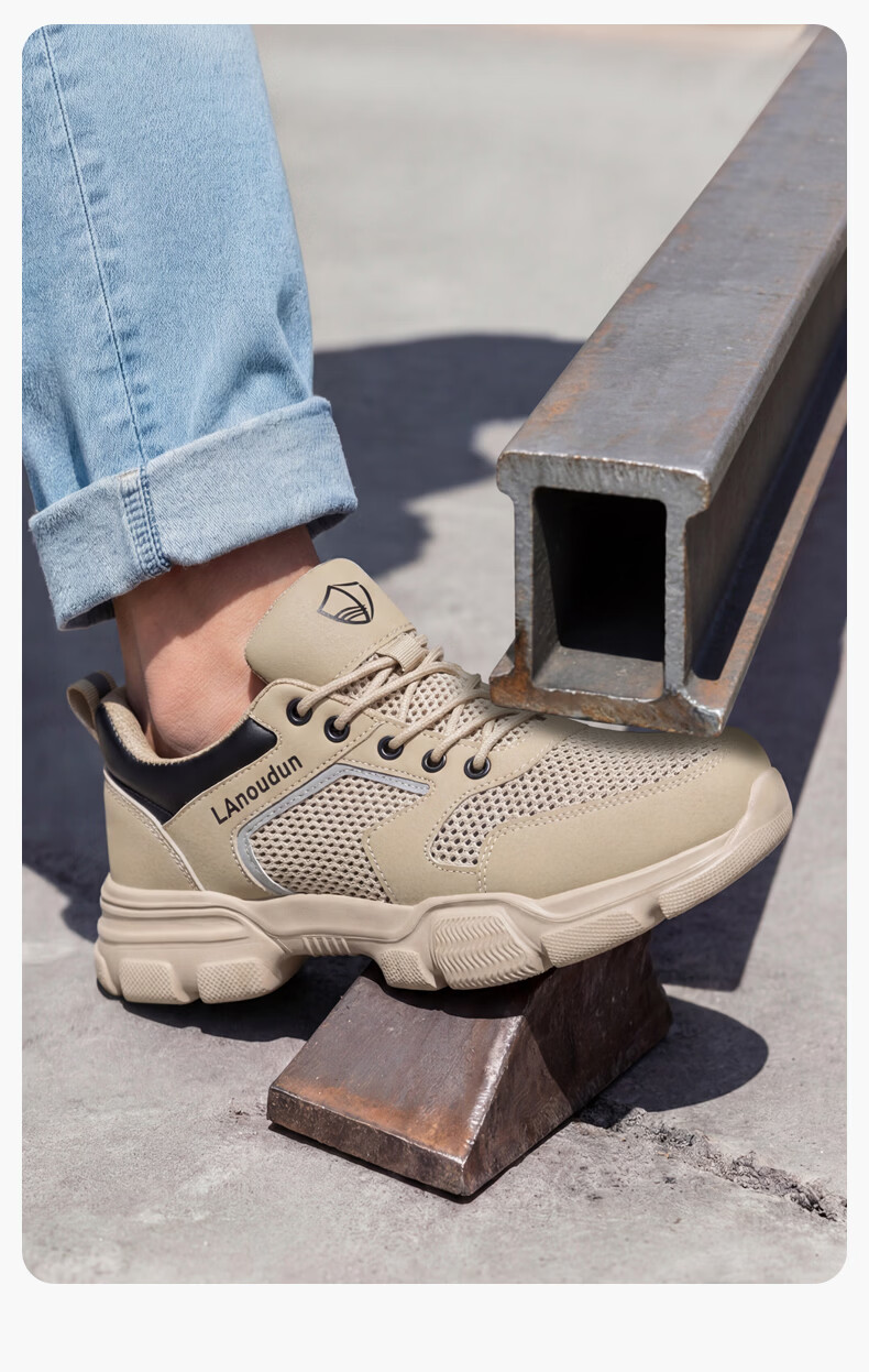BlueOwl Shield Men's Summer Breathable Anti-Smash Steel Toe Anti-Puncture Odor-Resistant Safety Work Shoes D232-1 Size 37 10