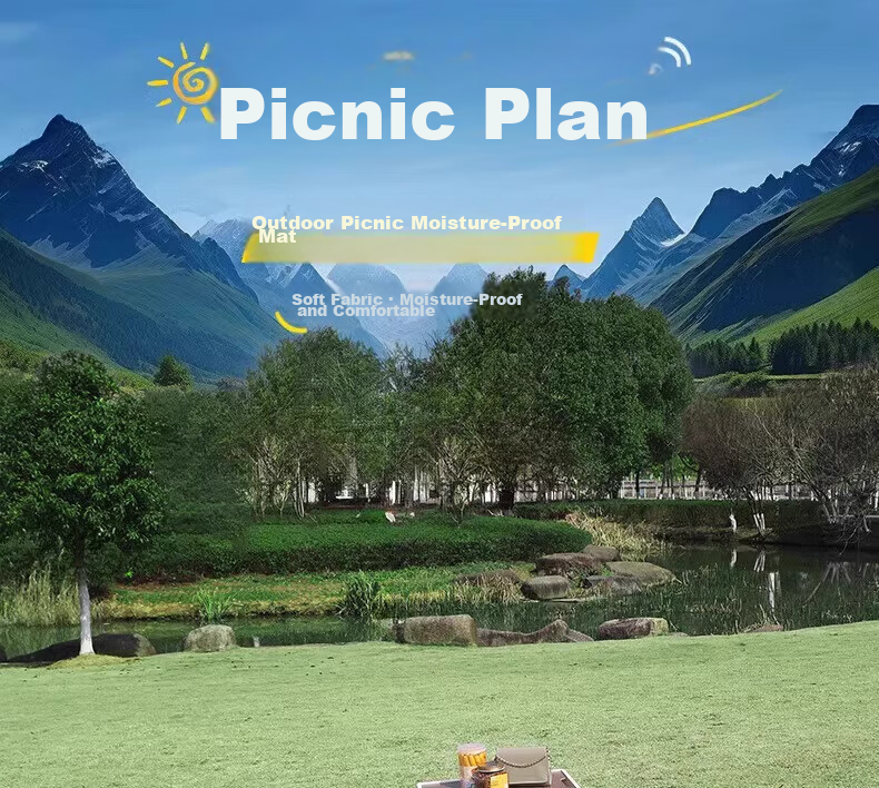 Letide Picnic Mat Aluminum Foil Thickened Camping Mat Moisture-Proof Ground Mat Outdoor Picnic Blanket Lawn Mat Tent Mat 1