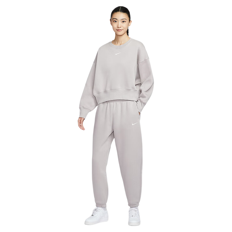 NIKE Women's Knit Fleece High-Waisted Tapered Sports Pants FZ5997-009 Gray M