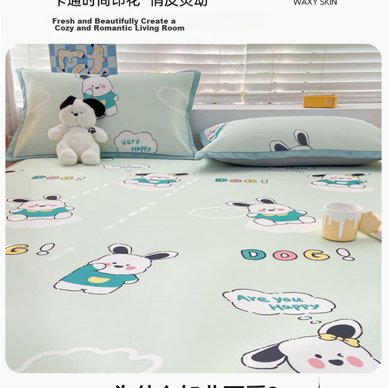 Hongdou Class A Printed Summer Cooling Ice Silk Pillowcase Pair Home Cooling Pillow Cover 48*74cm Blue 10