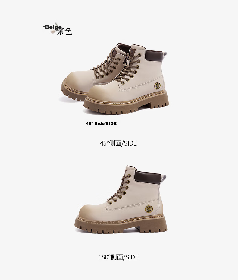 CAMEL [Shanyue] Women's Work Boots, Trendy Thick-Soled Martin Boots, L25W076018A, Khaki (Suede), Size 36 69