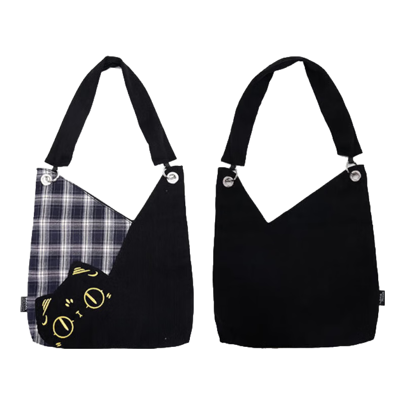 The British Museum Buster Series Blue and White Checkered Patchwork Shoulder Bag Gift for Girls Teacher's Day