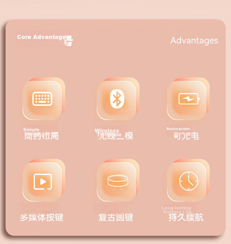 B.O.W Hangshi K509DL Wireless Bluetooth Tri-Mode Keyboard for Huawei Xiaomi Apple Laptop Desktop Rechargeable Portable Soft Orange Cat Girl Office Gaming Universal 2