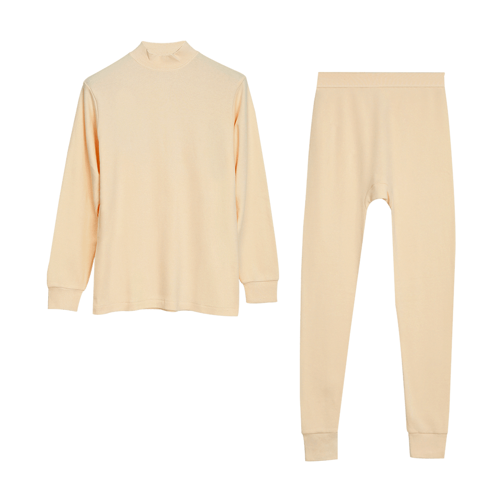 Hodo 7A Antibacterial and Anti-Mite Women's Thermal Underwear Set, Half Turtleneck Cotton Base Layer for Autumn