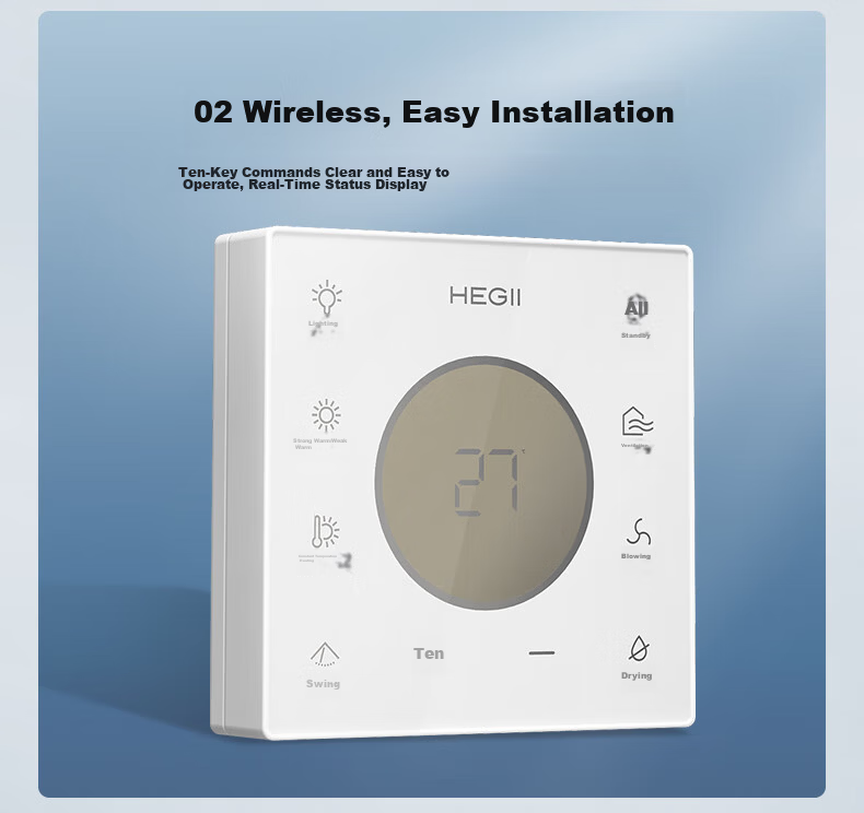 HEGII HLY Series Thermostatic Variable Frequency Heating Boundaryless Lighting Plasma Purification HLY501 Bathroom Heater 15