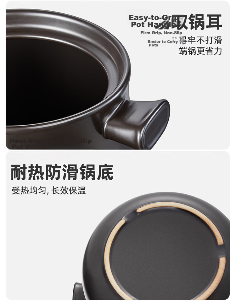 Bear 6L High-Temperature Resistant Ceramic Casserole Pot for Whole Chicken Soup Stewing, Gas Stove Compatible, Crack-Resistant Clay Pot 20