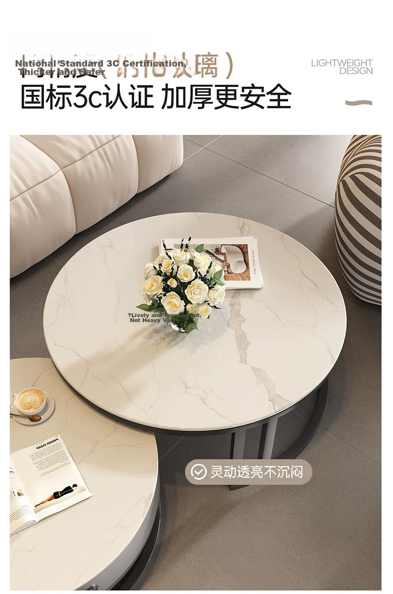 Millennium Huafu Luxury Living Room Coffee Table 2026 New Rock Slab Coffee Table Small Apartment Home Gray 60 White 80 Black 14