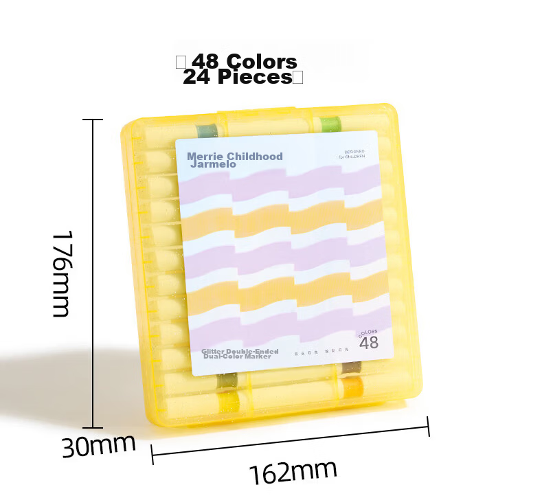 Melo Childhood Glitter Double-Ended Dual-Color Markers Children's Colored Watercolor Pens with Glitter for Journaling, Handwritten Reports, Drawing 48-Color Soft Tip Art Sparkling Flashing Fluorescent 23