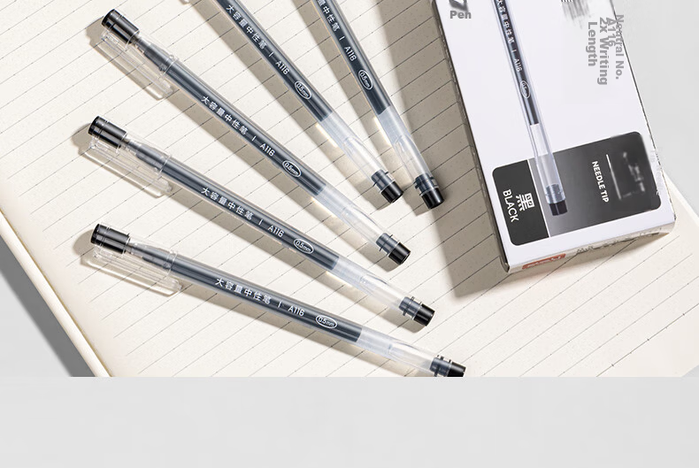 Deli Large Capacity Full Needle Tube Gel Pen 0.5mm Black 12pcs/Box DL-A116 Student Supplies 13