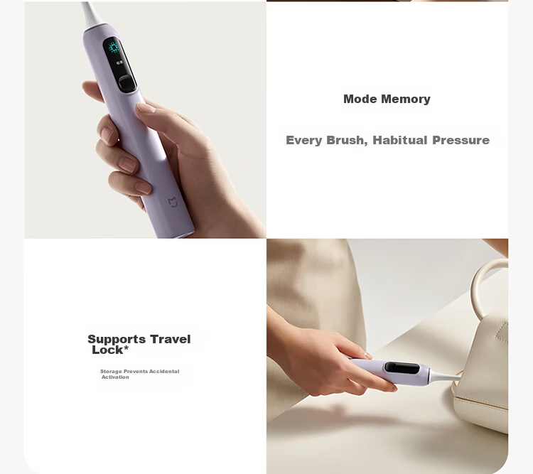 Mijia [Mid-Autumn Festival Gift] Xiaomi Sonic Vibration Electric Toothbrush Pro, Color Screen Display Reminder, 180-Day Battery Life, Smart Dual-Surface Vibration, Birthday Gift for Boyfriend, Purple 28