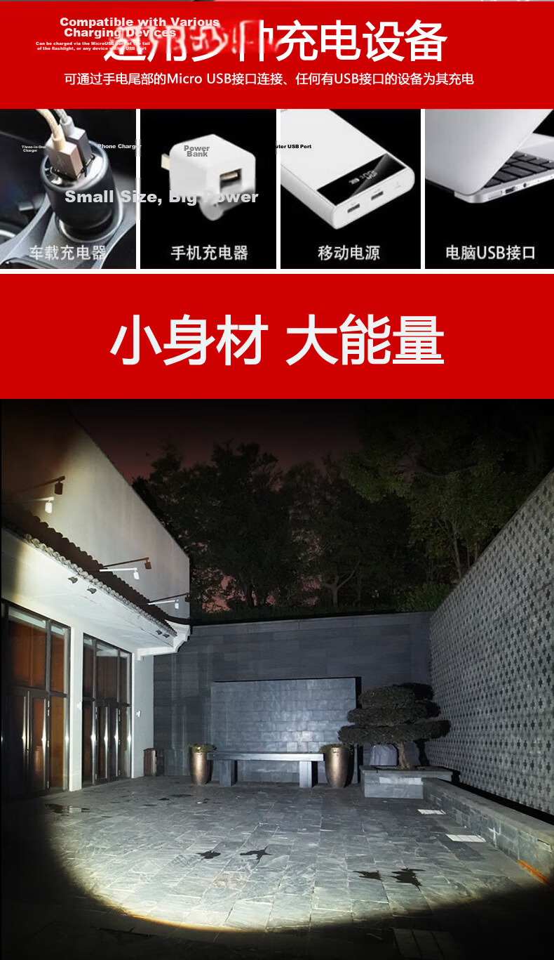 SHENYU High Brightness Mini Portable Multifunctional USB Rechargeable Flashlight for Home Outdoor Student Emergency Use 8