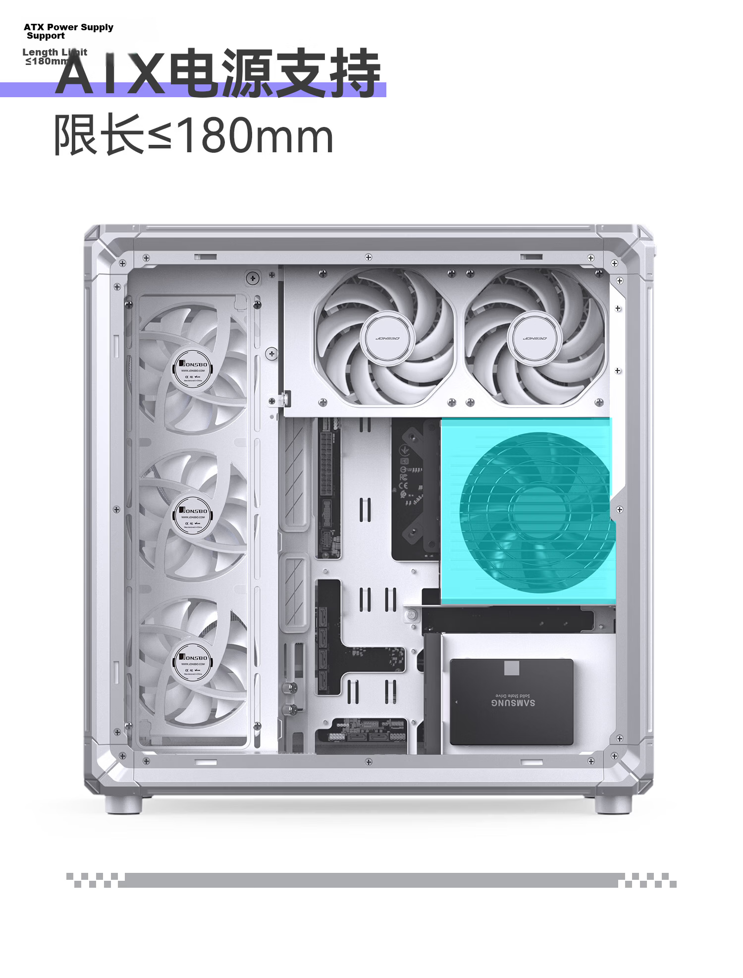 JONSBO X400CG White ATX Curved Seascape Case (Gaming Frame/360mm Water Cooling/5V ARGB Lighting/13 Fan Slots/Back I/O/Motherboard Airflow Design) 23