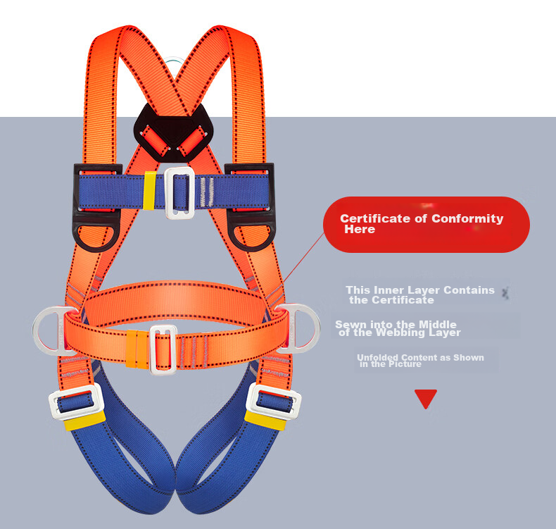 MATZUKI Five-Point Safety Harness, High-Altitude Work Safety Rope (Double Large Hook Buffer Pack, 1.8 Meters) 10