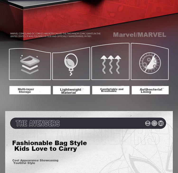Disney Backpack for Middle And High School Students in Grades 4-6, Ultra-Lightweight, Reduced Burden, 28L Large Capacity, Boys' Student Backpack, Iron Man Design, Black Color 3