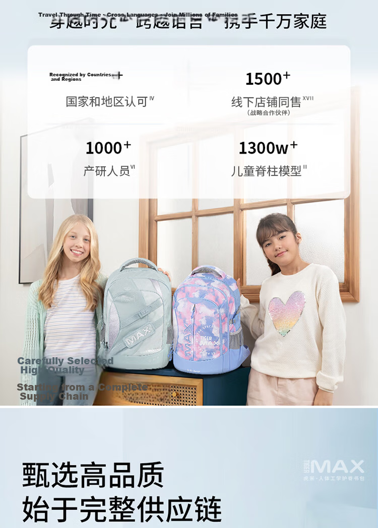 TigerFamily Tiger Backpack for Primary School Students Grades 3-6, Middle And High School Students, Spine-Protecting And Load-Reducing Backpack for Boys And Girls 7
