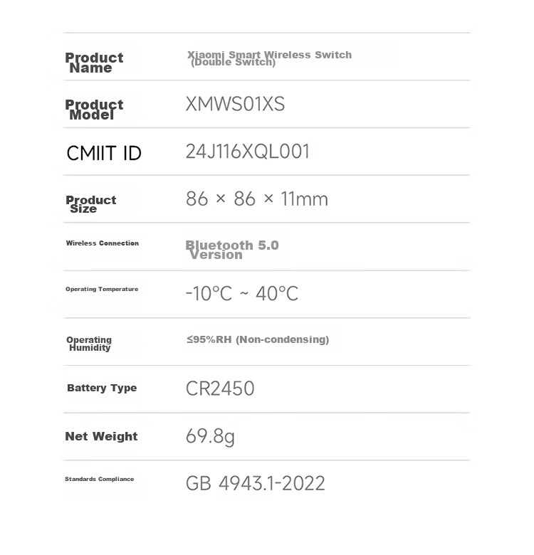 MI Smart Wireless Switch (Double) Deep Space Gray Mijia Wireless Dual Control Panel Remote Switch No Wiring Required 24