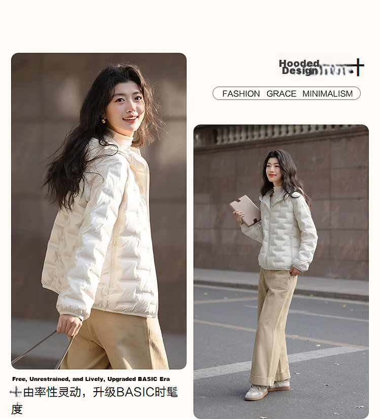 Demana [Milk Ball First Snow] Women's Winter High Warmth 90% Duck Down Quilted Tape Edge Down Jacket 6