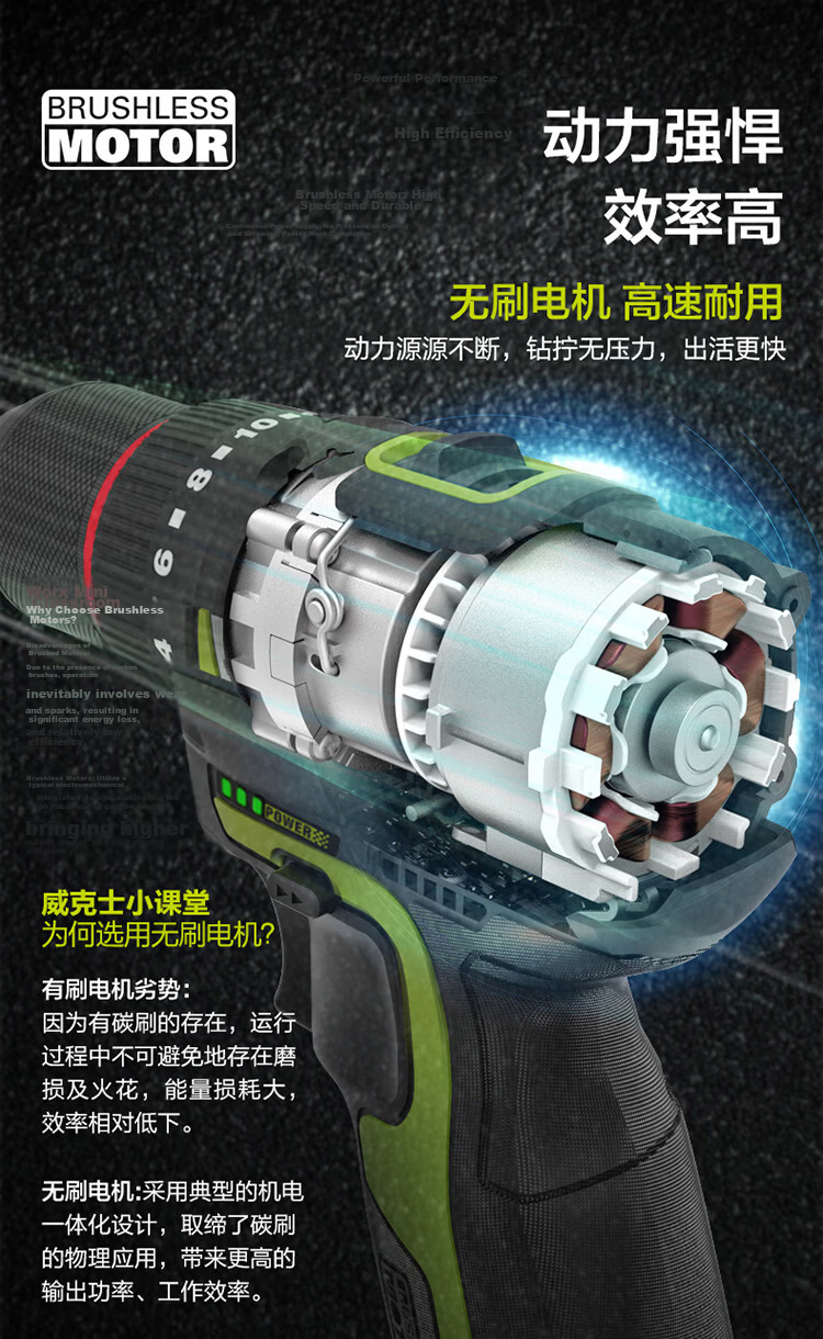 WORX 12V Brushless Impact Drill Home WU131X.1 (Single Battery), Pistol Drill, Lithium Battery Handheld Drill for Wall Drilling 8