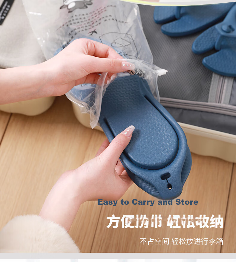 Etravel Foldable Travel Slippers Lightweight Non-Slip Portable Flip Flops Beach Bathroom Sandals for Men and Women Navy XL 6