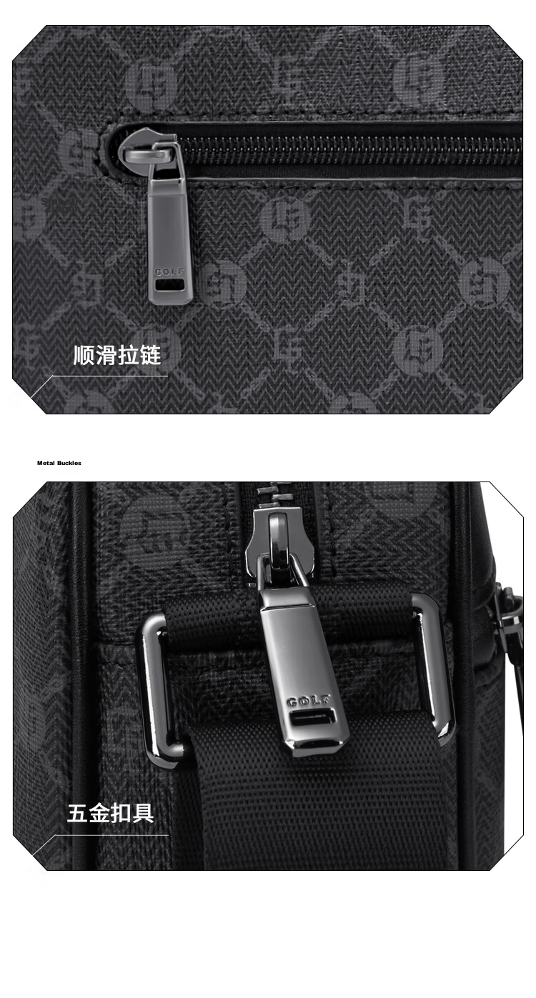 GOLF Men's Printed Single Shoulder Crossbody Bag Multi-Compartment Waterproof Business Commuter Bag for Phone and iPad 21
