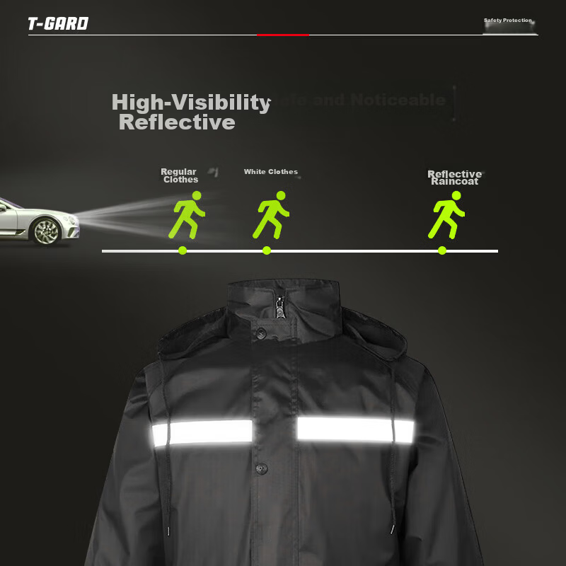 SHENGLI Split Raincoat for Delivery Riders, Reflective Full-Body Heavy-Duty Adult Raincoat, 210D Oxford Fabric, AR2-005, Size 3XL 9