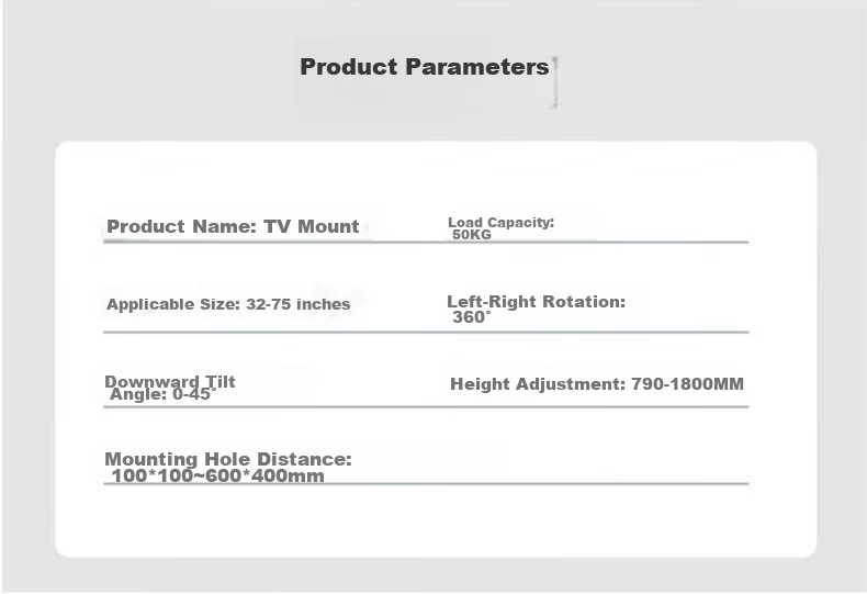 Beishi TV Mount Bracket, Universal for 32-75 Inch TVs, Wall-Mounted Rotating Bracket, 360-Degree Rotation, Ceiling Mount for TVs, 2 Meters 12