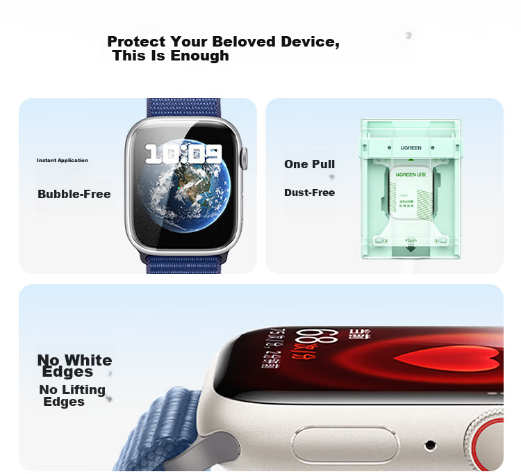 Ugreen New S11 Premium Microcrystalline Film Screen Protector for Apple Watch S11/10 42mm Dust-Free Scratch-Resistant Durable Protective Film 5