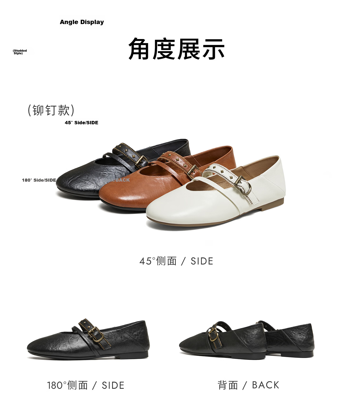 TATA Zhang Xiaowan Artist Mary Jane Shoes Women Lambskin Ballet Flat Black Size 38 22