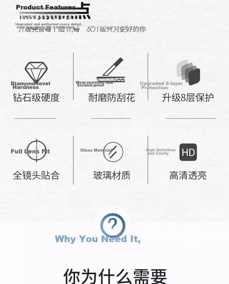 ESCASE vivo X100SPro Camera Lens Film X100Pro HD Tempered Glass Film AR Anti-reflective Full Coverage Mobile Phone Rear Camera Protective Film Anti-drop Anti-fingerprint Anti-glare Ultra-thin 4