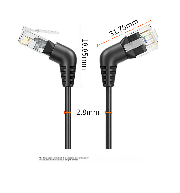 CABLE CREATION CL0371 Rotatable Right-Angle Cat6A Slim Ethernet Cable 10Gbps 0.5m Premium Network Patch Cord 15