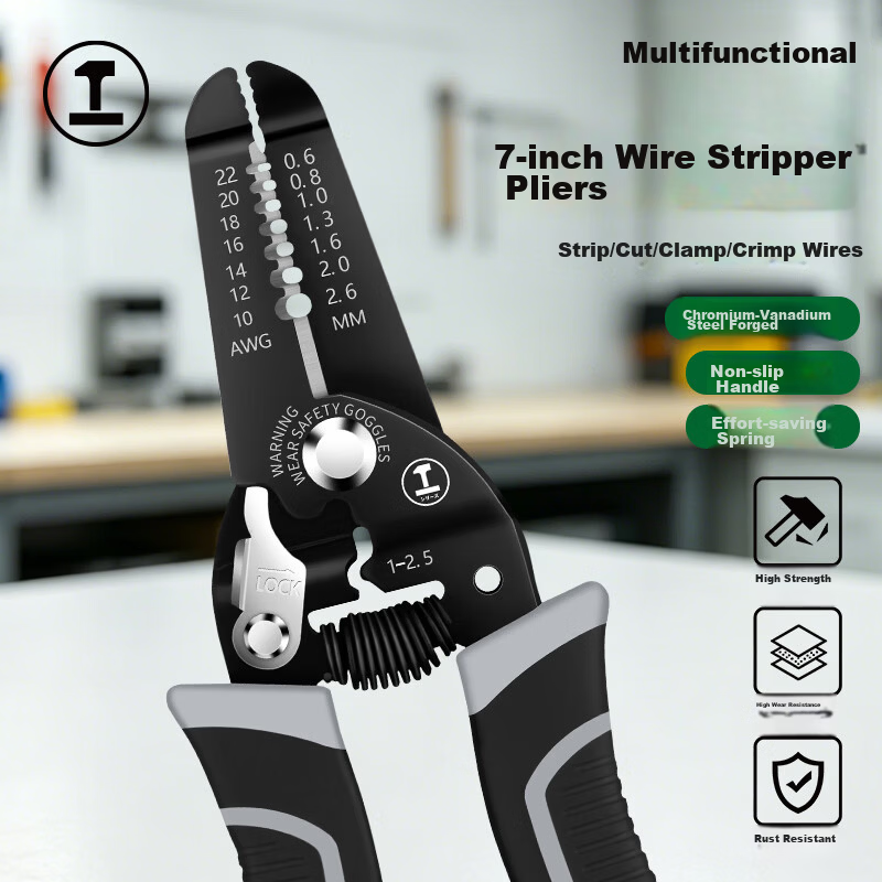 Green Forest 7-Inch Wire Stripper Pliers Electrician Multi-Function Crimping Pliers Wire Cutting Pliers Labor-Saving Wire Stripping Pliers