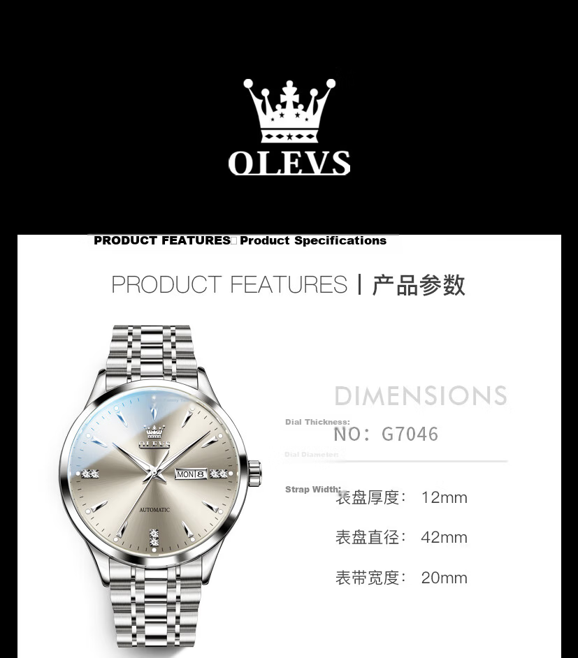OLEVS Swiss Certified Men's Automatic Mechanical Watch Minimalist Men's Watch 2026 New Top 10 Brand 25