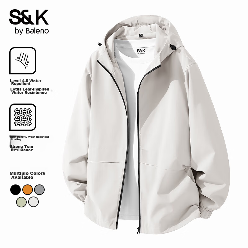 Baleno S&K Series Men's Outdoor Jacket Spring Autumn Hooded Loose Windproof Water-Repellent Sportswear 15