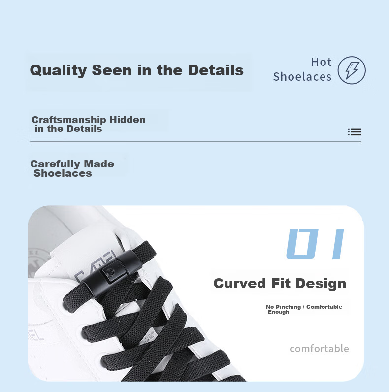 FOOTOPPO Lazy Shoelaces White Sneakers Casual Shoes Sports Shoelace Buckles Men No-Tie Shoelaces Adult No-Buckle Lazy Shoelace Clips Women 9