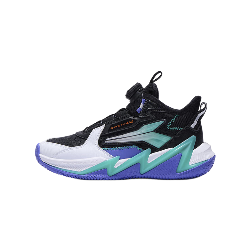 361° Children's Shoes, Kids' Sports Shoes, Autumn 2025 Youth Practical Hard Ground Wear-Resistant Quick-Rebound Anti-Twist Basketball Shoes, Black Size 34