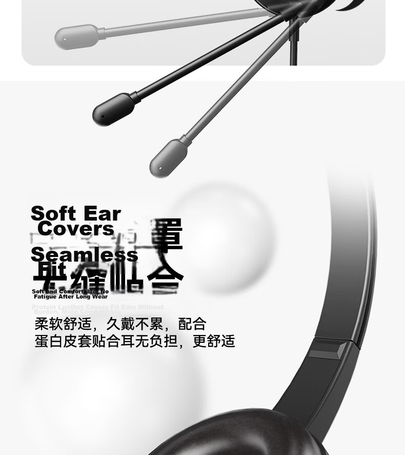 Lenovo Over-Ear Dual-Ear Call Center Headset Wired Noise-Cancelling 3.5mm for Phone Computer Desk Conference Office 10