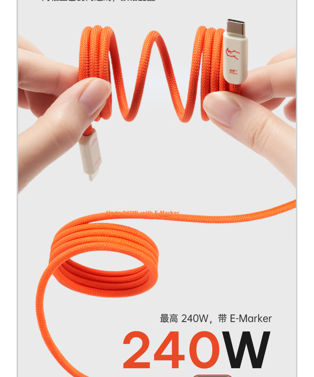 CANDYSIGN Sugar Factory Thunderbolt 4 USB4 Full-Function 240W Fast Charging Type-C Cable for Apple iPhone 17/16 Slim 8K Video Casting Fast Charging Thunderbolt Cable 14
