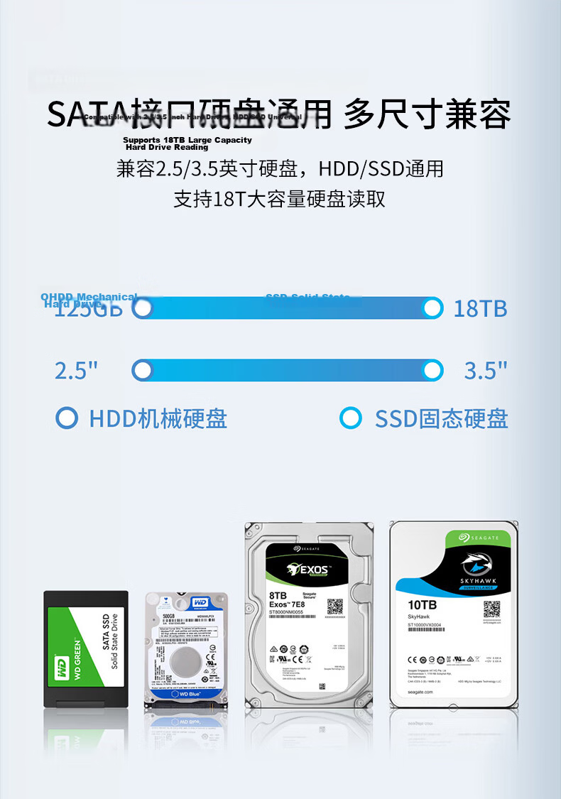 AOKO mSATA/M.2 SATA/NVMe SSD Enclosure Base, 2.5/3.5" SATA Mechanical Multi-Functional Reader, M2 to USB Dual Protocol Adapter, AM10SL 10