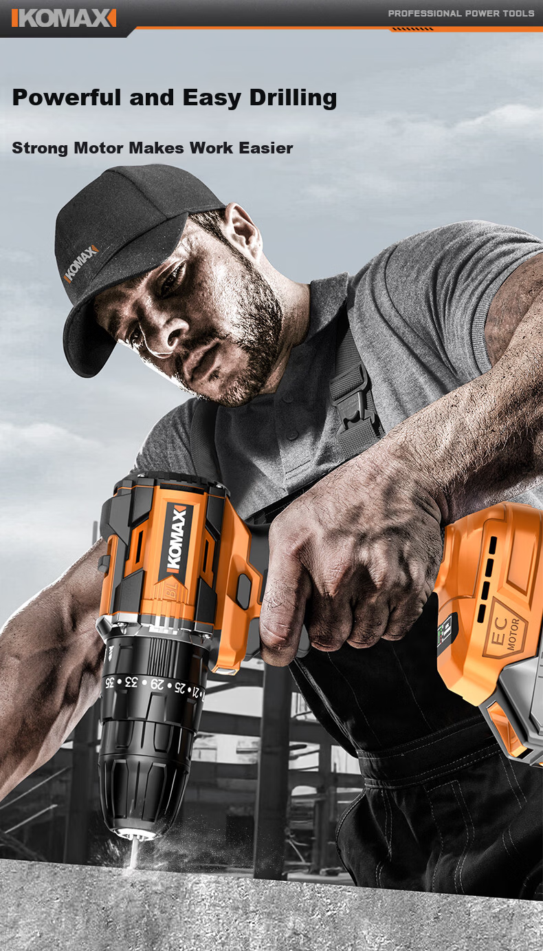 Commax Brushless Cordless Electric Screwdriver Drill Home Lithium Battery Drill Tool Kit Complete Set for Electricians and Woodworkers Maintenance 18