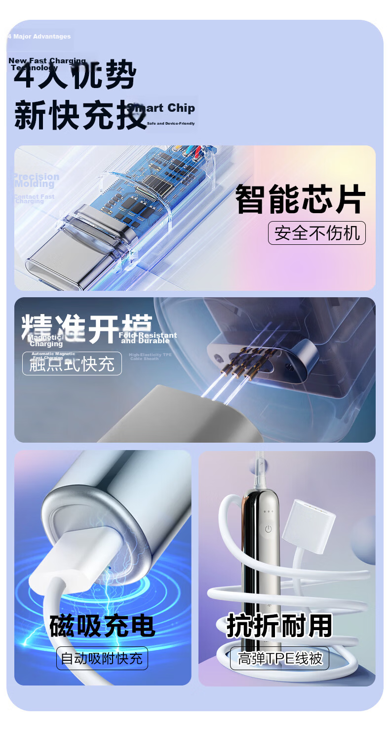 Yingqian Compatible with Xiaomi Electric Toothbrush Charger Base T301/T302/MES605/MES608, Wireless Inductive Charging Cable Accessory 2