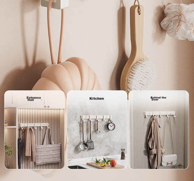 JOMOO Towel Rack Bathroom Storage Shelf No-Drill Double Folding Space Aluminum Milk White 7-Piece Set 93058 22