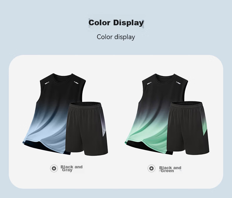 VICTORIATOURIST Men's Summer Sports Set Ice Silk Vest Quick-Dry Gym Basketball Badminton Training Running Gear 10